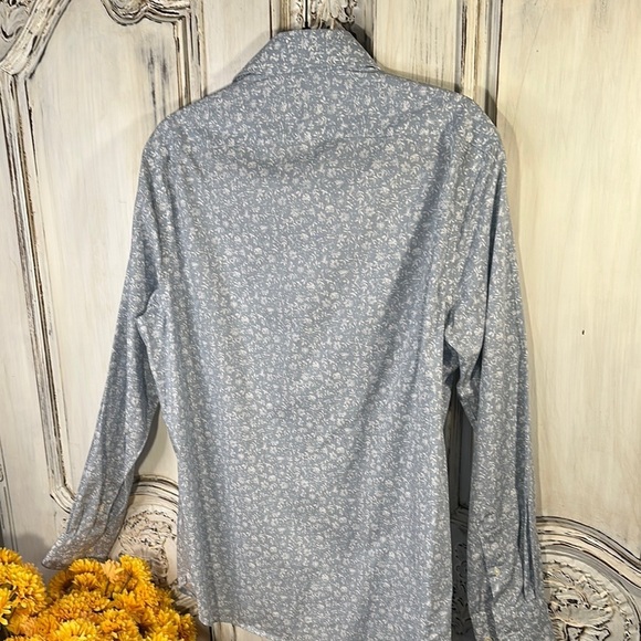 Men's Joseph Abboud Modern Fit Blue Floral Long Sleeve Button Down Shirt - Picture 6 of 11